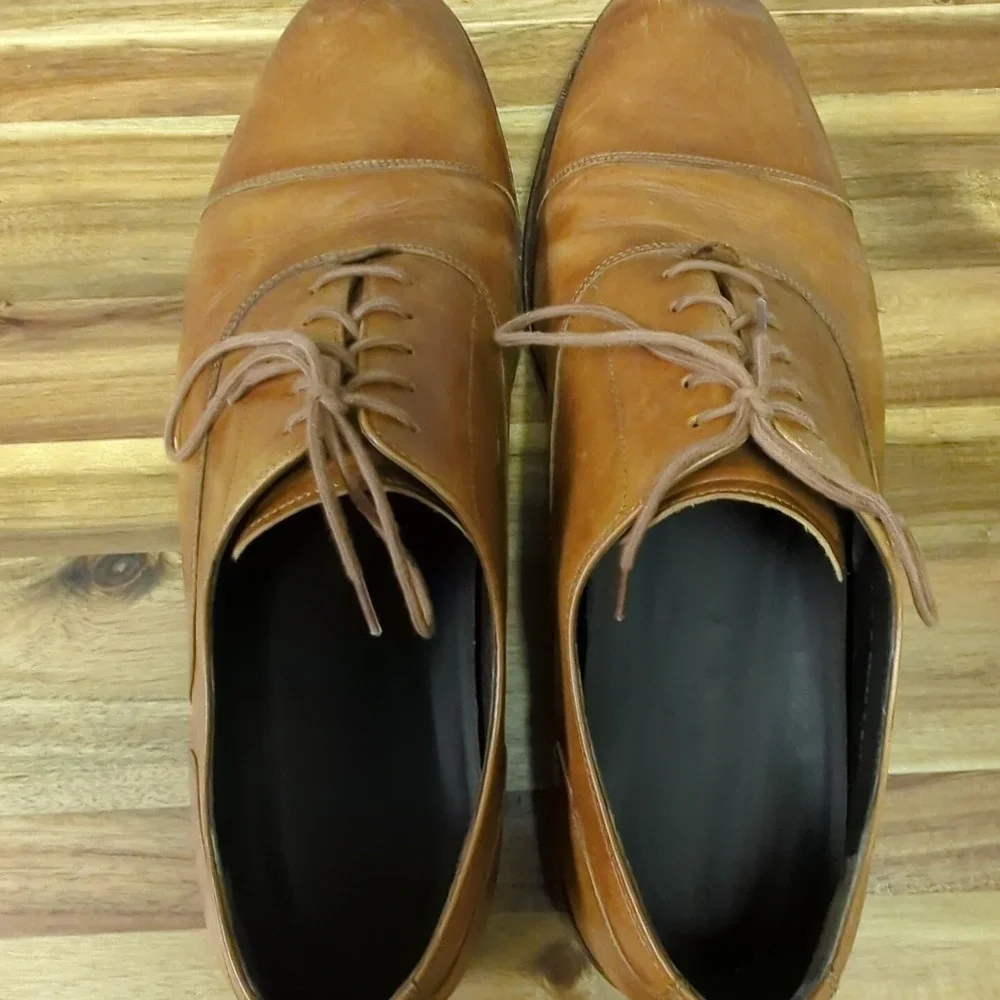 Cole Haan Harrison Mens Size 12 M Shoes Brown Leather Cap‎ Toe Lace Up Oxford